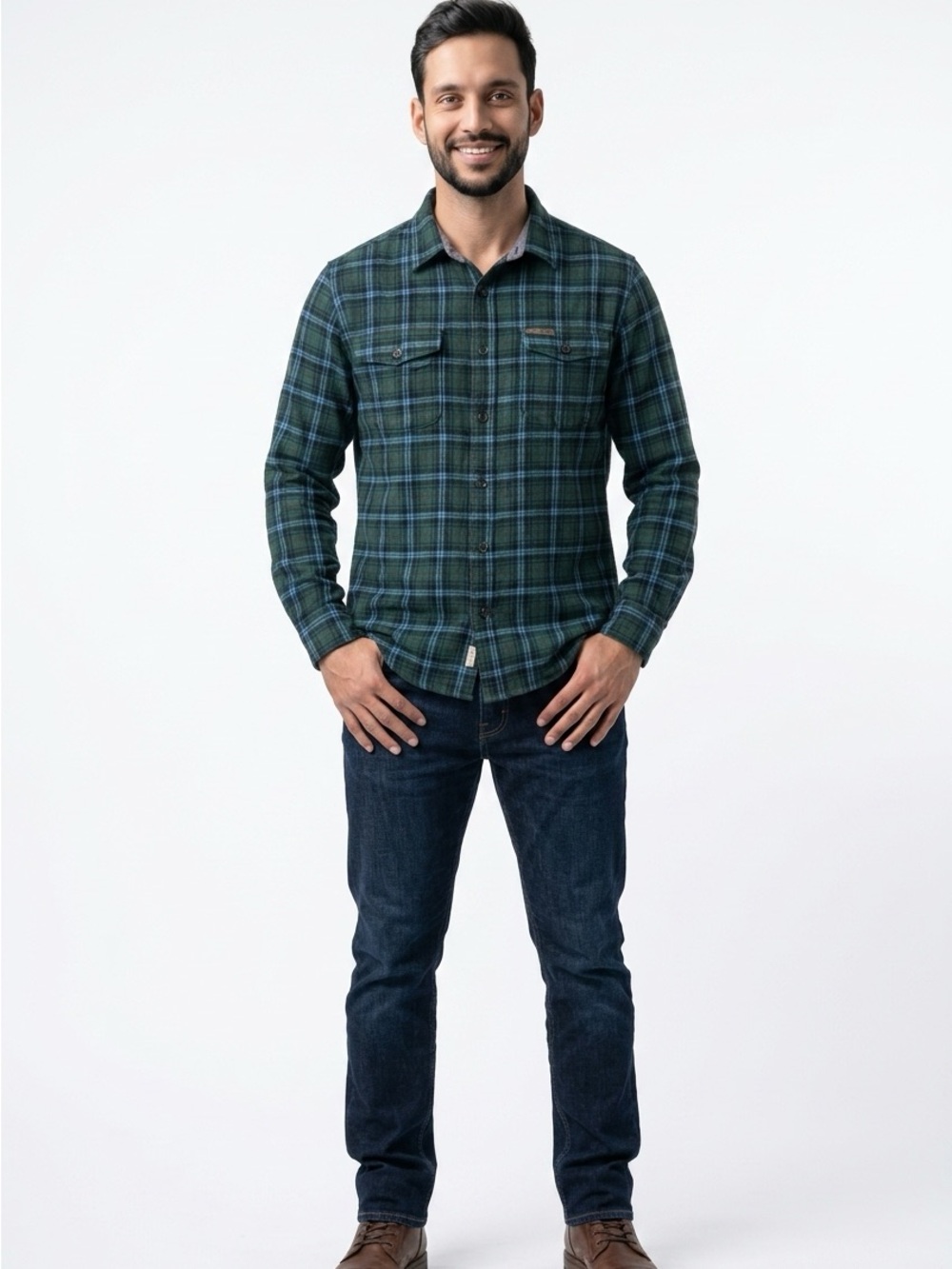Field & Stream Green Plaid Button-Down Shirt